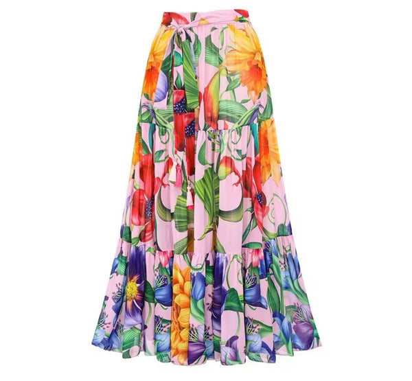 Women Sexy Multicolored Print Full Sleeve Swimsuit Cover Up Set