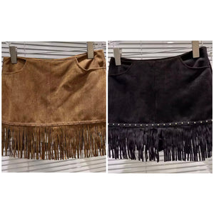 Women Sexy Fashion Suede Fringe Tassel Skirt