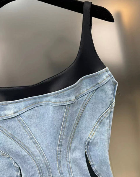 Women Sexy Fashion Sleeveless Denim Dress