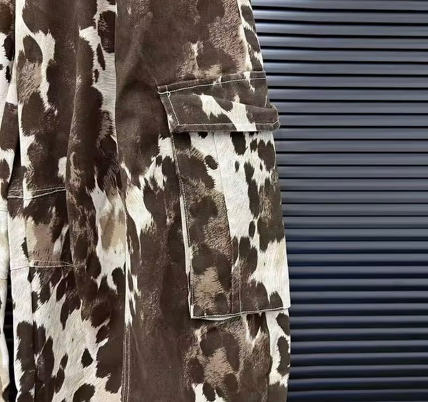 Women Fashion Color Patchwork Animal Print Wide Leg Pants