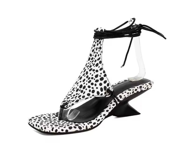 Women Fashion Suede Lace Up Wedge Heel Sandals