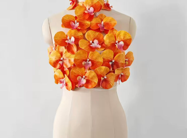 Women Halter Sleeveless Floral Open Back Crop Top