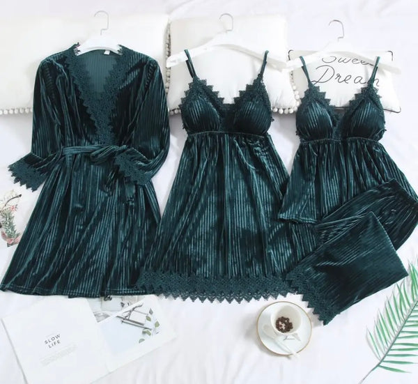 Women Sexy Color Four Piece Lingerie Set