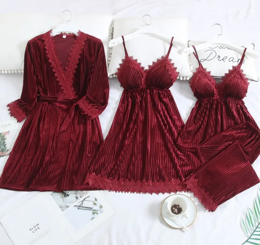 Women Sexy Color Four Piece Lingerie Set