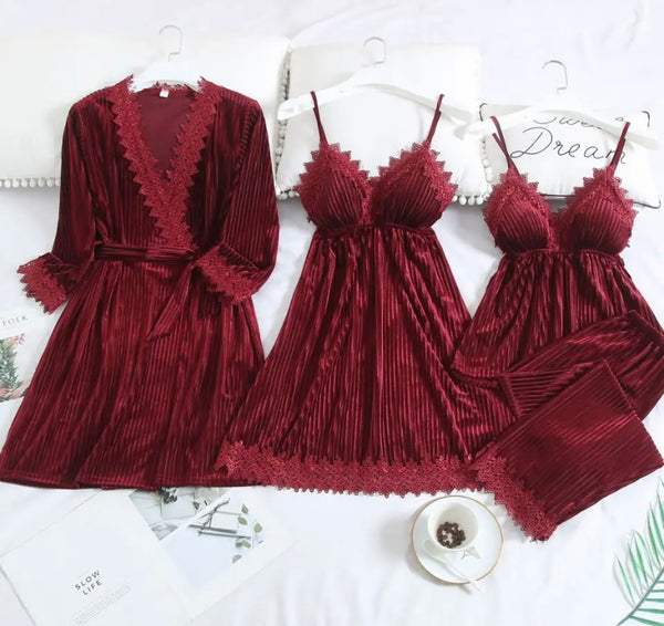 Women Sexy Color Four Piece Lingerie Set