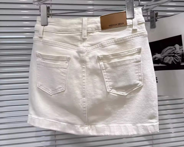 Women Sexy Fashion Rivet Denim Skirt