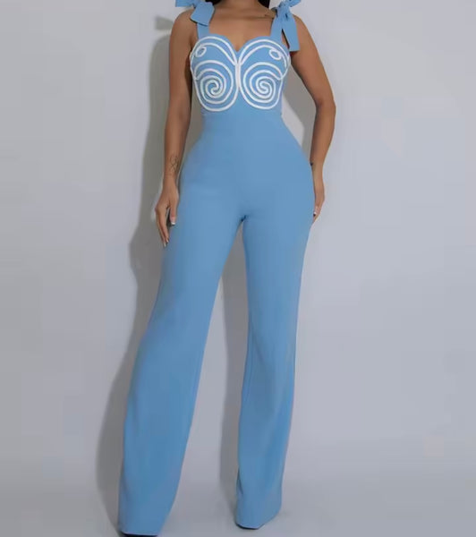 Women Tie Up Sleeveless Printed Fashion Jumpsuit