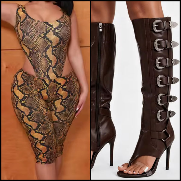 Women Sleeveless Animal Print Sexy Two Piece Short Set