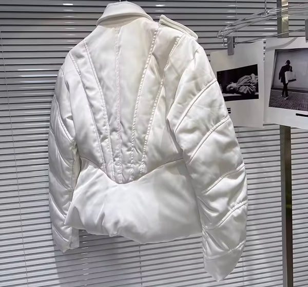 Women Fashion Zip Up Puff Warm Jacket