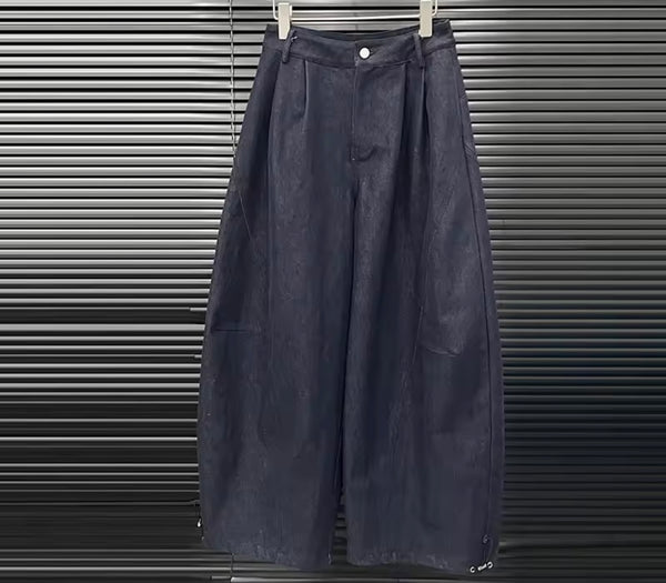 Women Strapless Plaid Denim Two Piece Wide Leg Pant Set