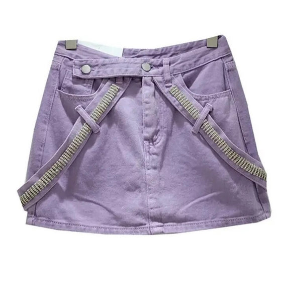 Women Color Fashion Denim Short Skirt