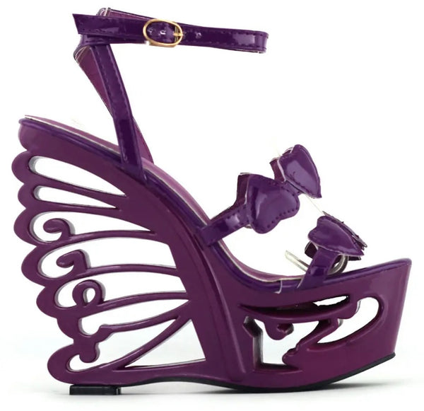 Women Purple Heart Fashion Platform Ankle Strap Sandals