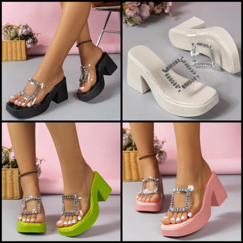 Women Fashion Transparent Bling Platform Sandals