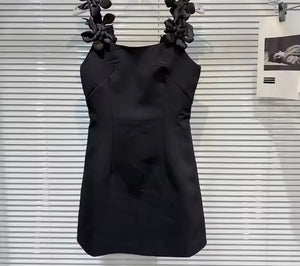 Women Sexy Solid Color Floral Strap Sleeveless Dress