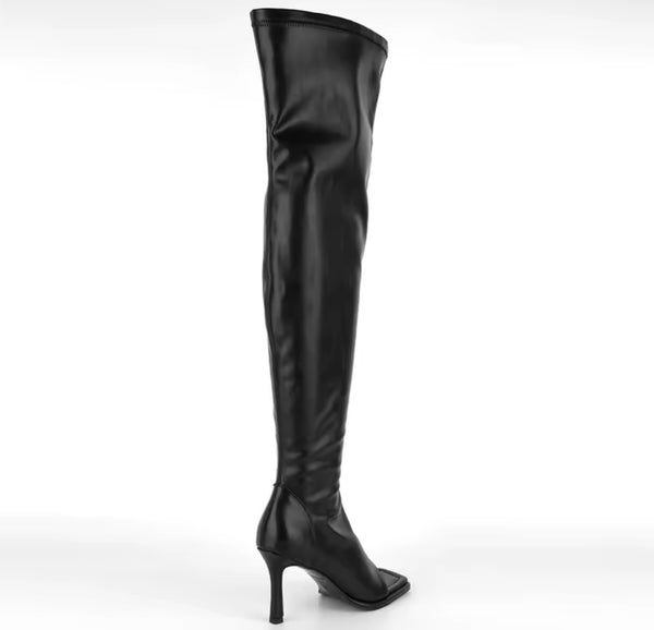 Women Black Open Toe High Heel Fashion Over The Knee Boots