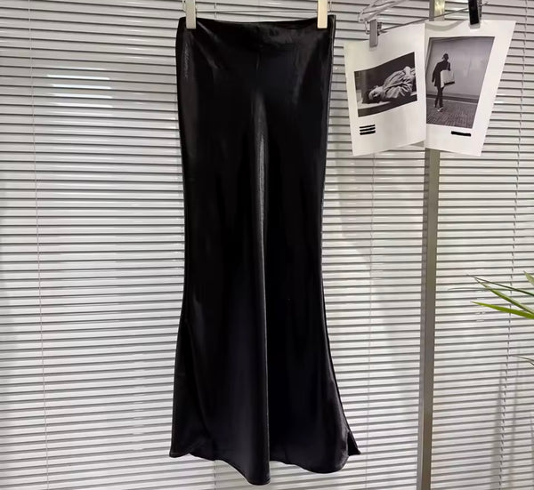Women Lace Off The Shoulder Two Piece Satin Maxi Skirt Set