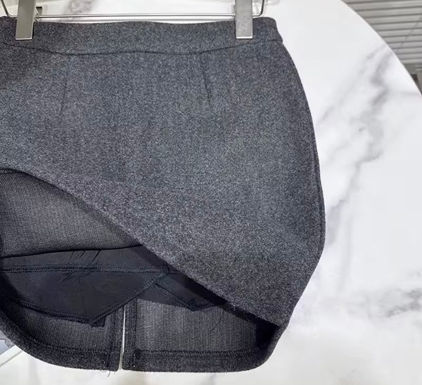 Women Button Up Belted Blazer Fashion Two Piece Skirt Set