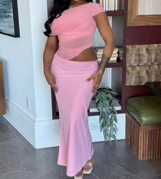 Women Sexy Off The Shoulder Solid Color Mesh Patchwork Dress