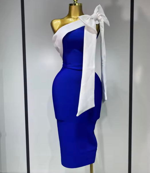 Women Sexy Off The Shoulder Bow Bandage Dress