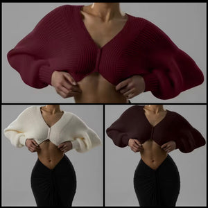 Women Ribbed Knitted Fashion Full Sleeve Crop Sweater Top