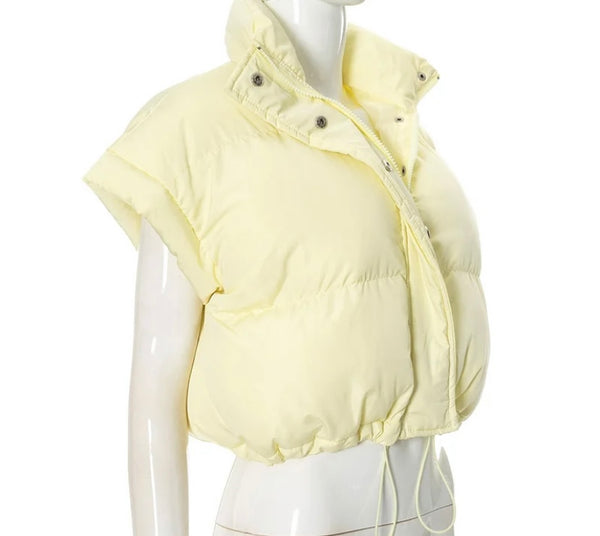 Women Color Fashion Sleeveless Puff Vest
