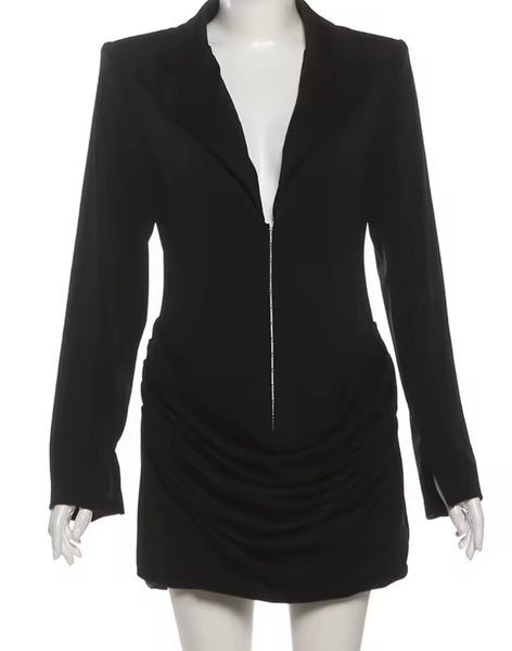 Women Sexy V-Neck Full Sleeve Ruched Corset Dress