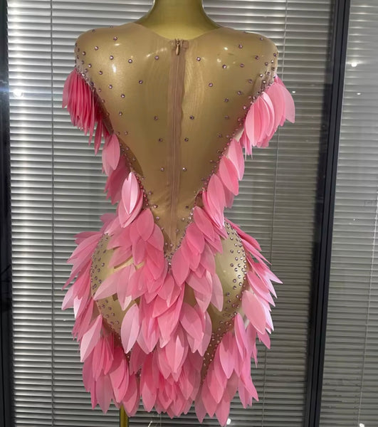 Women Sexy Sleeveless Sequins Rhinestone Mesh Dress
