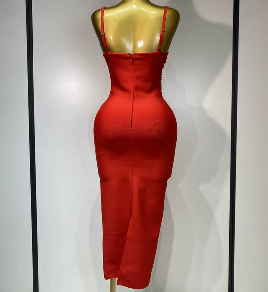 Women Sexy Sleeveless Beaded Bandage Dress