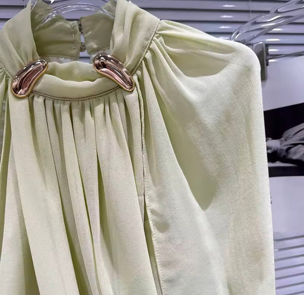 Women Draped Sleeveless Sexy Two Piece Maxi Skirt Set