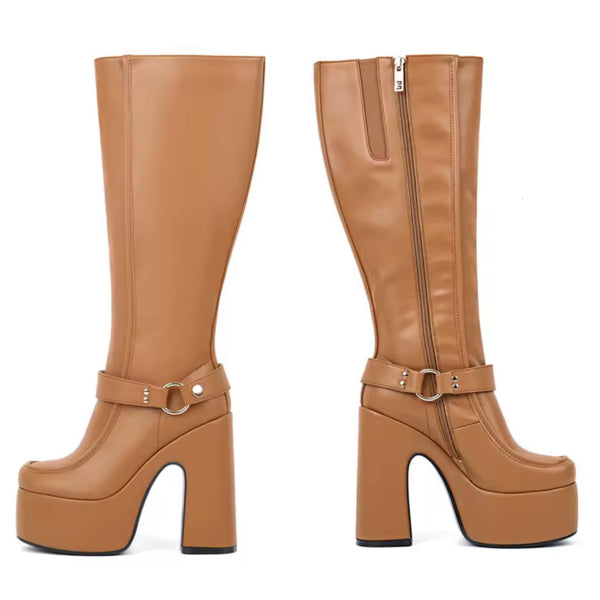 Women Fashion Side Zipper Platform High Heel Boots