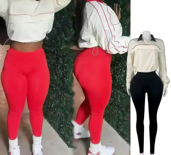 Women Striped Full Sleeve Two Piece Stretch Pant Set