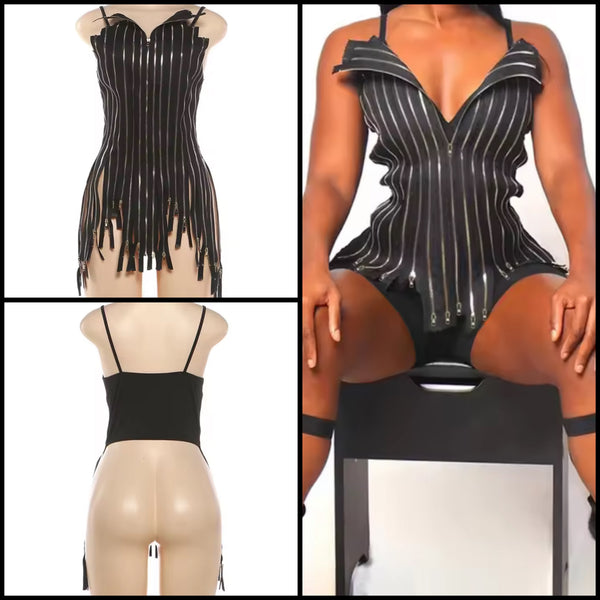 Women Fashion Sleeveless Black Zipper Top
