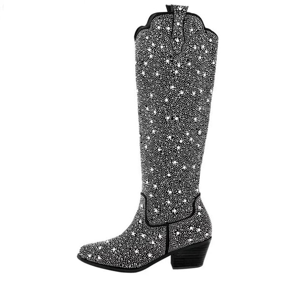 Women Bling Fashion Knee High Western Boots