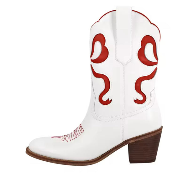 Women Fashion Color Patchwork Ankle Western Boots