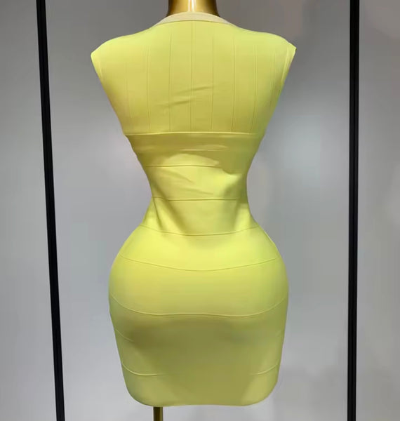 Women Sexy Front Zipper Sleeveless Bandage Dress