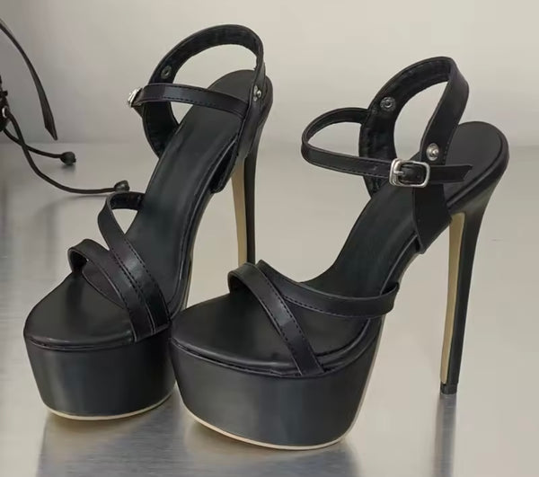 Women Fashion Black Platform Detachable Lace High Heels