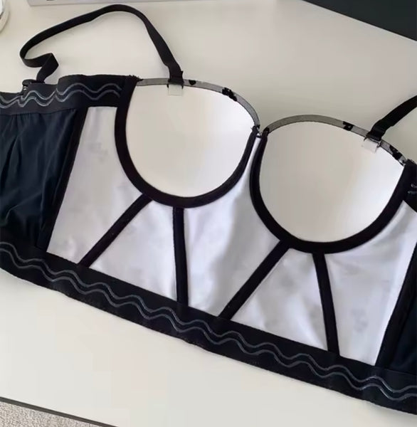 Women Sleeveless Gray Bow Corset Top