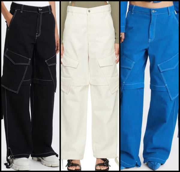 Women Fashion Drawstring Cargo Wide Leg Pants