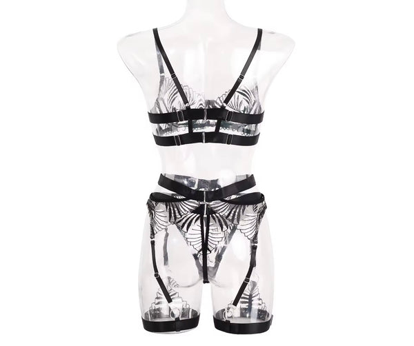 Women Sexy Printed Mesh Lingerie Set