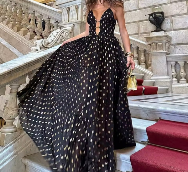 Women Black Polka Dot Sexy Swimsuit Cover Up Set