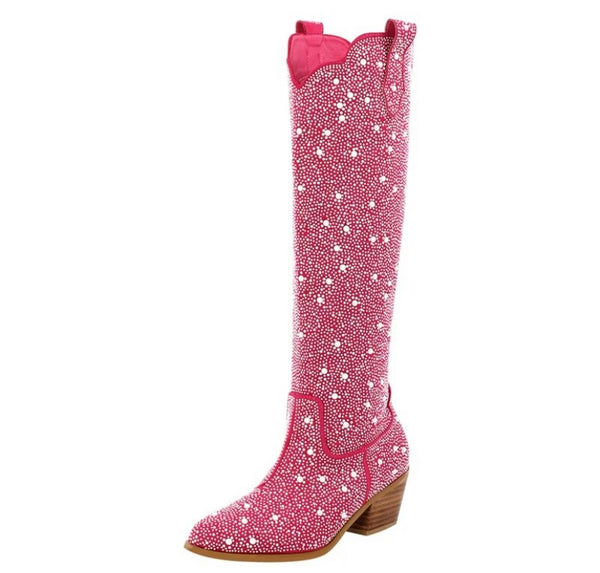 Women Bling Fashion Knee High Western Boots