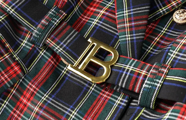 Women Sexy Fashion Plaid Blazer Dress