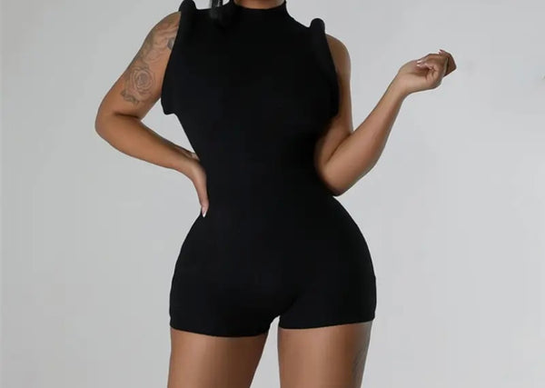 Women Black Sleeveless Sexy Fashion Romper