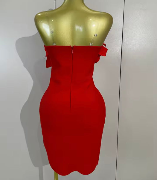 Women Sexy Floral Strapless Bandage Dress