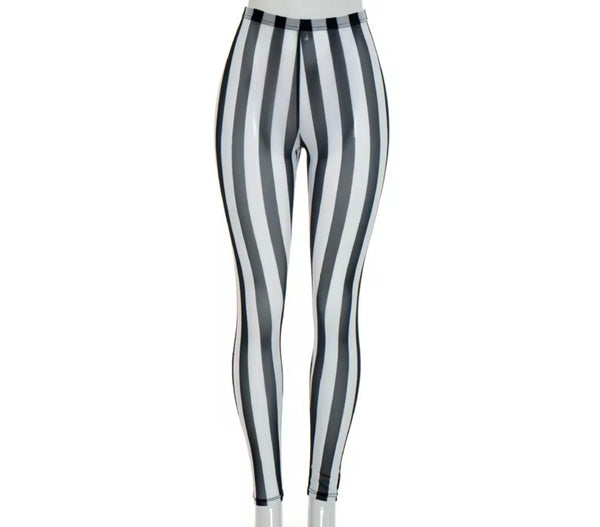 Women Sexy Striped See Through Mesh Pants