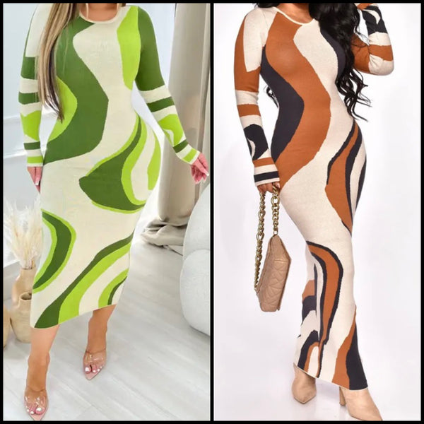 Women Printed Sexy Full Sleeve Maxi Dress