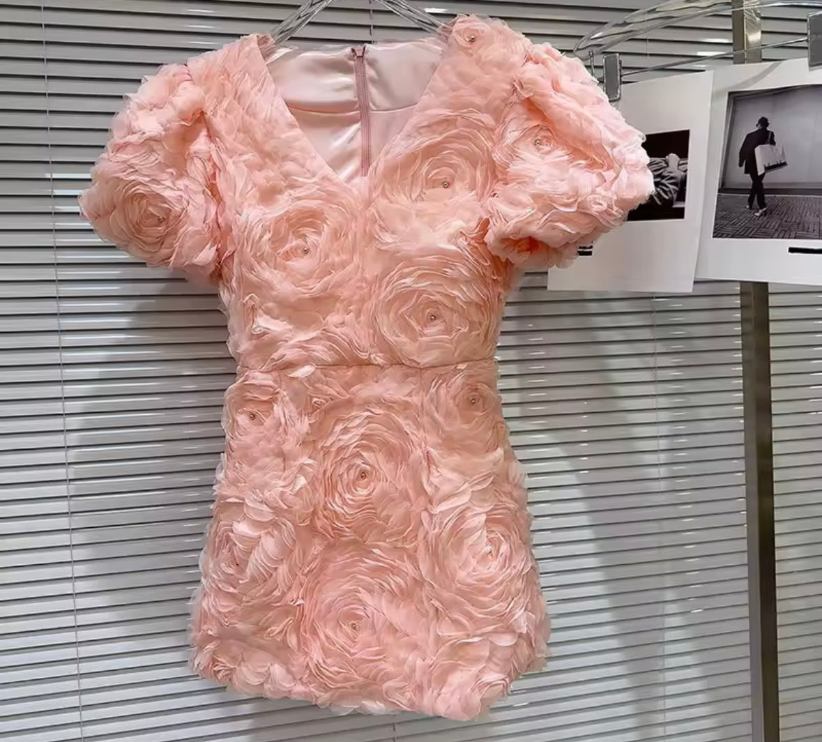 Women Sexy Short Sleeve Bling 3D Floral Dress