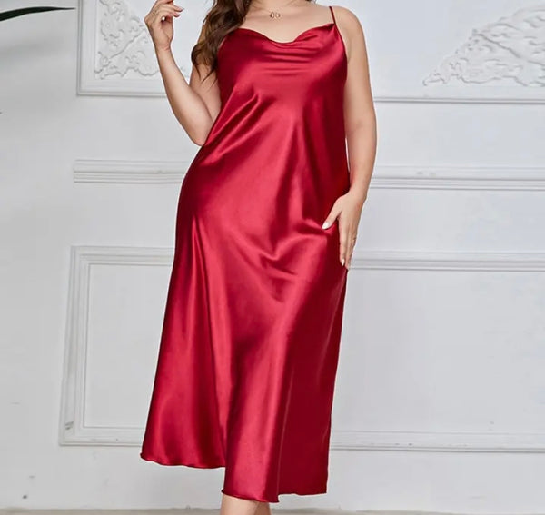 Women Sexy Sleeveless Satin Nightgown Lingerie