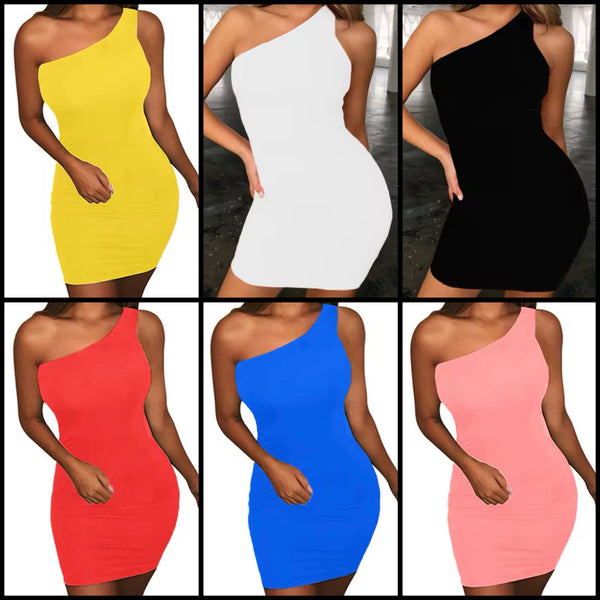 Women Sexy Sleeveless Solid Color Dress