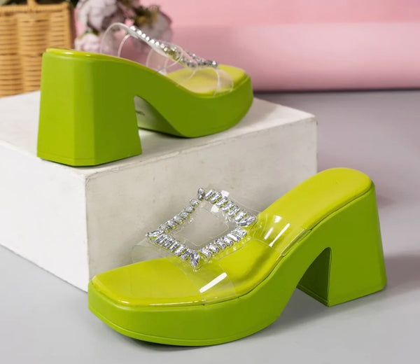 Women Fashion Transparent Bling Platform Sandals